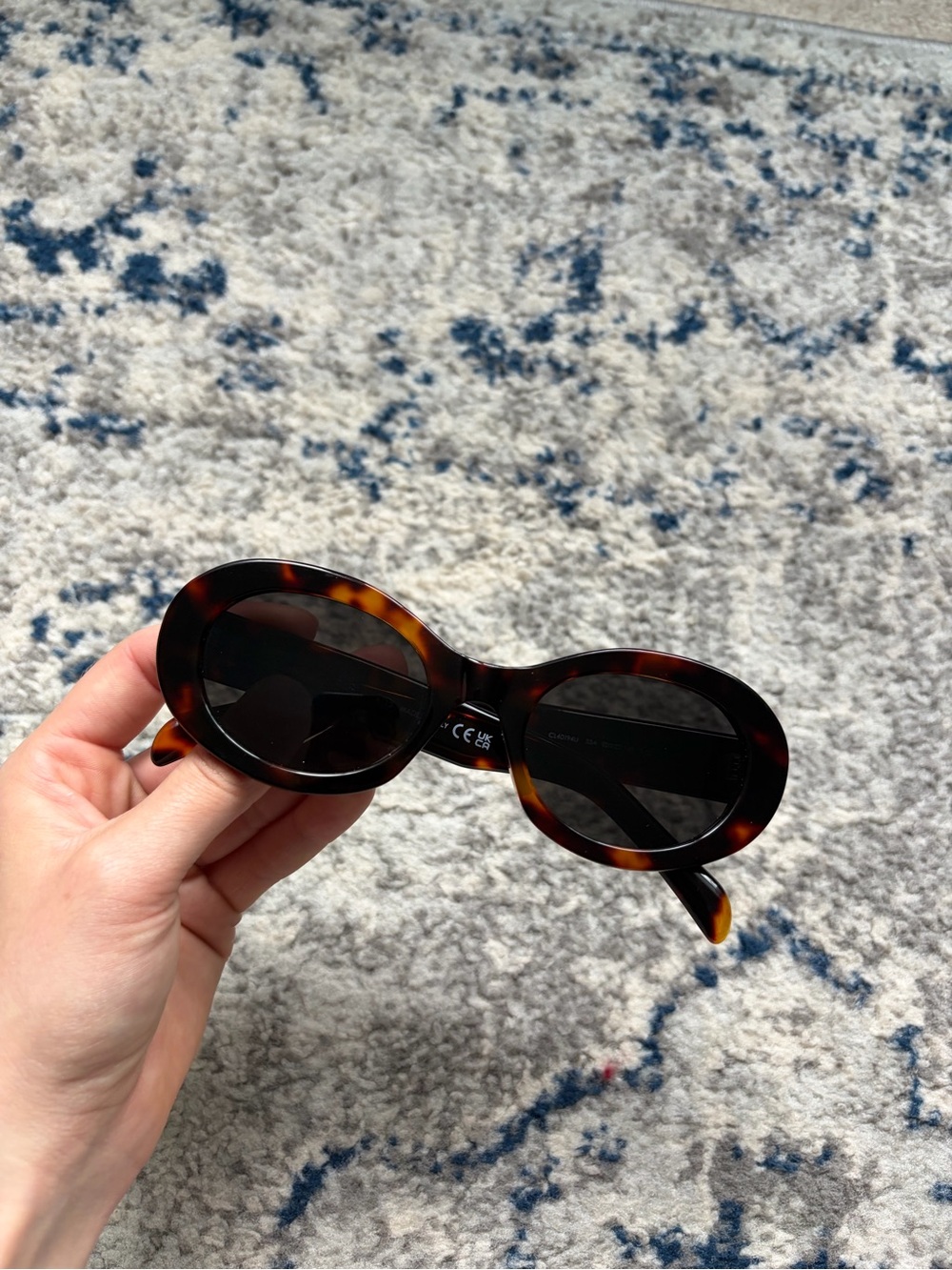 Celine Triomphe Tortoise Shell Oval Sunglasses